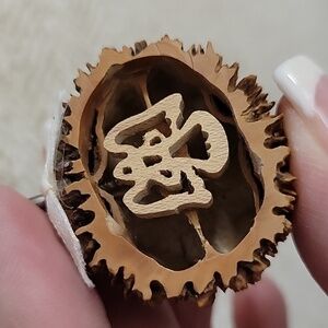 NUTSHELL ANGEL Unique Carved Wood Pendant